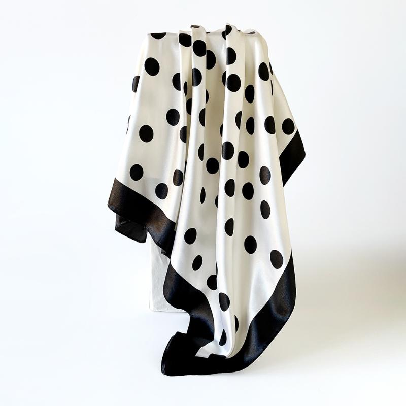 Dot Print Square Scarf For Women Silk Shawl Neckerchief Female Hair Bands Head Wraps Headband Foulard Satin Hijab Bandana