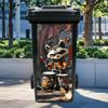 Cute Fox Sits On The Trash Can Mural Stickers Outdoor Rubbish Bin Renovation Home Decoration Aesthetic Rooms Wall Art Removable