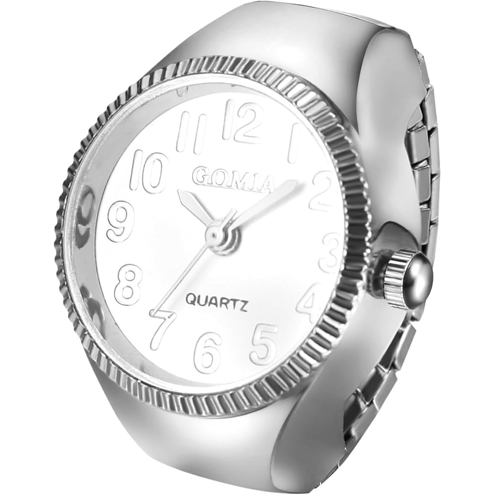 Fashion Ring Watch for Women Adjustable Stainless Steel Analog Waterproof Quartz Timepiece Gold Silver