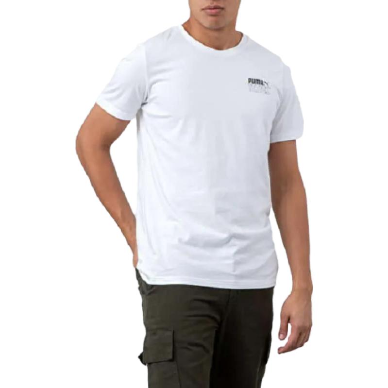 Puma Letter Print Crew Neck Regular Short Sleeve T-Shirt Men T-Shirts White 597138-02