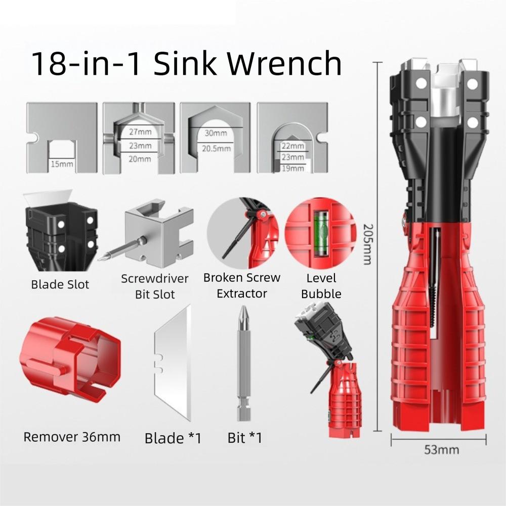 18/24 In 1 Multifunction Faucet Tool Anti-Slip Handle Double Head Wrench Plumbing Tool Pelvic Floor Leading Sleeve