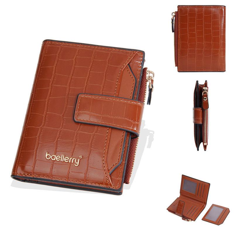 

Baellerry Women Fashion Short Wallets Classic Hasp Bi-fold Purse Casual Card Holder Purses 10*12.5*2cm коричневий