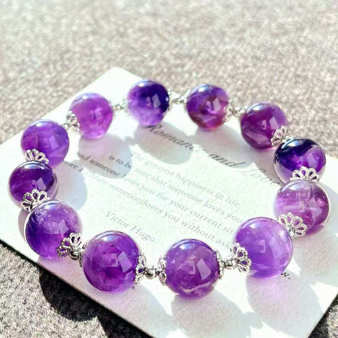 Retro High Quality Natural Large Particle 12Mm Amethyst Bracelet Bracelet.