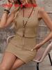 Summer Polyester Sleeveless Aline Dress With Color Block For Casual Wear