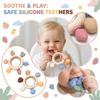 Lebensmittelechter Silikon-Beißring Weiches kaubares Baby-Zahneinlage-Spielzeugring für Mundpflege und emotionalen Trost Sicherer Säuglings-Beißring