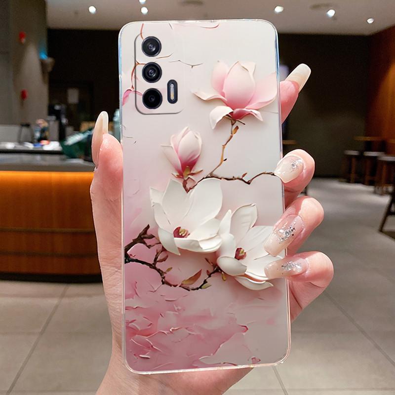 Für Realme X7 Max 5G Hülle X7Max RMX3031 Luxus Schmetterling Blume Klar Weiches TPU Silikon Rückseite Handyhülle Für RealmeX7Max 5G Hülle