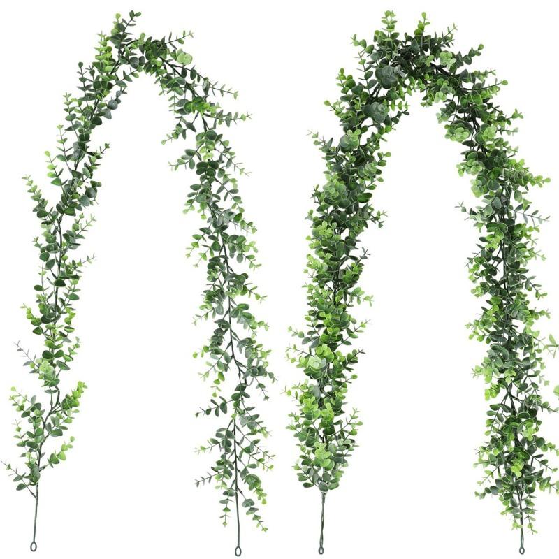 3Pcs 178cm Green Plant Artificial Eucalyptus Plants Rattan Eucalyptus Leaves Rattan for Home Wedding Garden Living Room Decoration