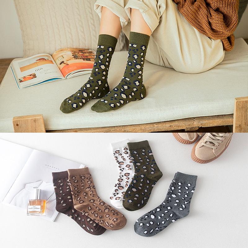 

Женские хлопковые носки до середины икры с леопардовым принтом - Горячий стиль Khaki