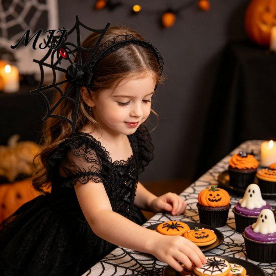 Gift for Halloween Party Spider Web Headband, Black Lace Spiderweb Hair Hoop, Cosplay Trick or Treat Photo Props Costume Accessory, Prop Adults & Kids