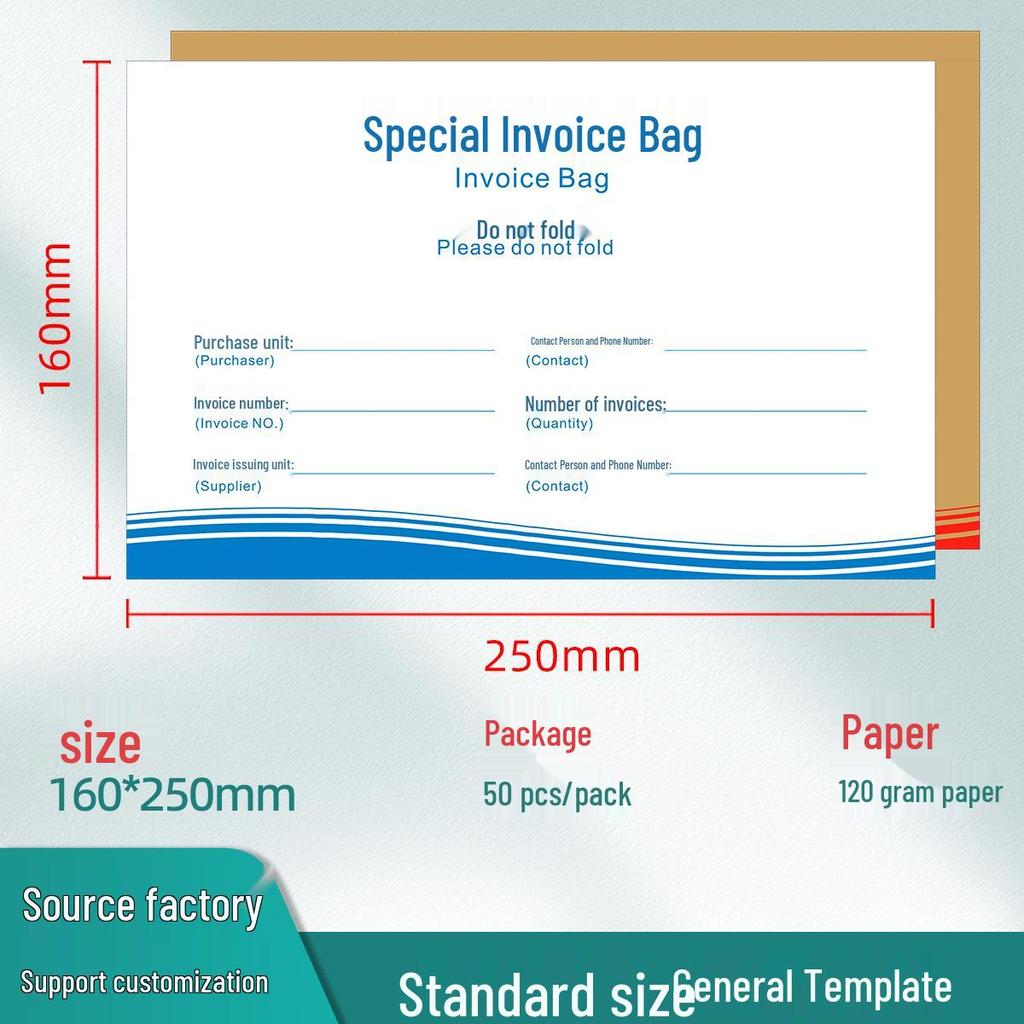 Dual-Language VAT Invoice Storage Bag - Customizable Chinese/English Version