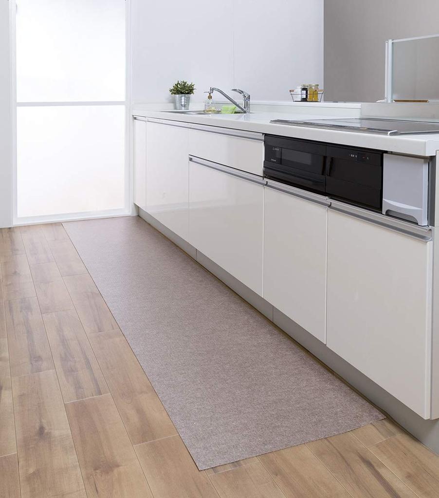 In Water Sanko Kitchen Kitchen 60 X 240 [Made Japan, Wipeable, Repellent] Mat, Non-slip Mat, Long, Cm, Brown, Adsorption, KP-80