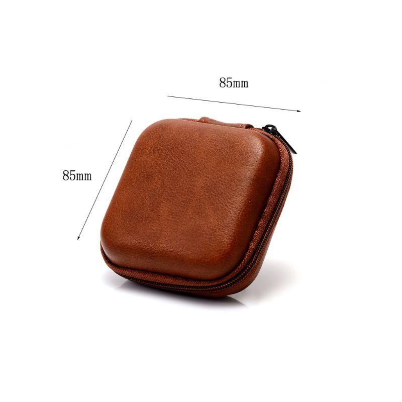 USB Data Cable Storage Bag Leather Earphone Headset Cover Mini Zipper Pouch Box for Most Headsets Drop Resistant