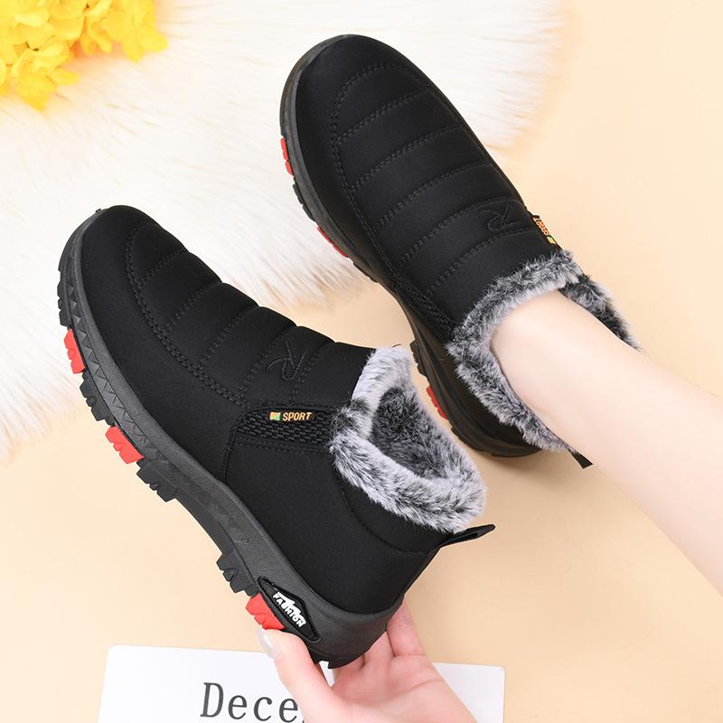 Warme Winter-Schneestiefel für Damen, wasserabweisend, kurze Stiefeletten, mit Kunstfell gefütterte Halbschuhe, bequeme, rutschfeste Damen-Sneaker zum Spazierengehen im Freien