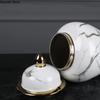 Chinese Style Light Luxury Imitation Marble Ceramic Storage Jar Vase Decoration Living Room Desktop Decoration Home Decoration