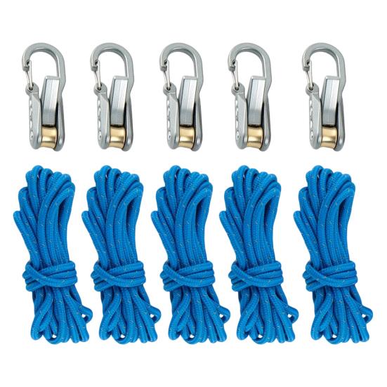 2/6/8/10/12/16/20Pcs Rope Tensioner with Roller Cord Heavy Duty Metal Outdoor Backpacking Hiking Boating Camping Guyline Rope Adjuster Tightener