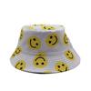 European and American Spring and Summer New Smiley Face Printed Bucket Hat Women's Sunshade Basin Hat Fashion Double-sided Sun Hat