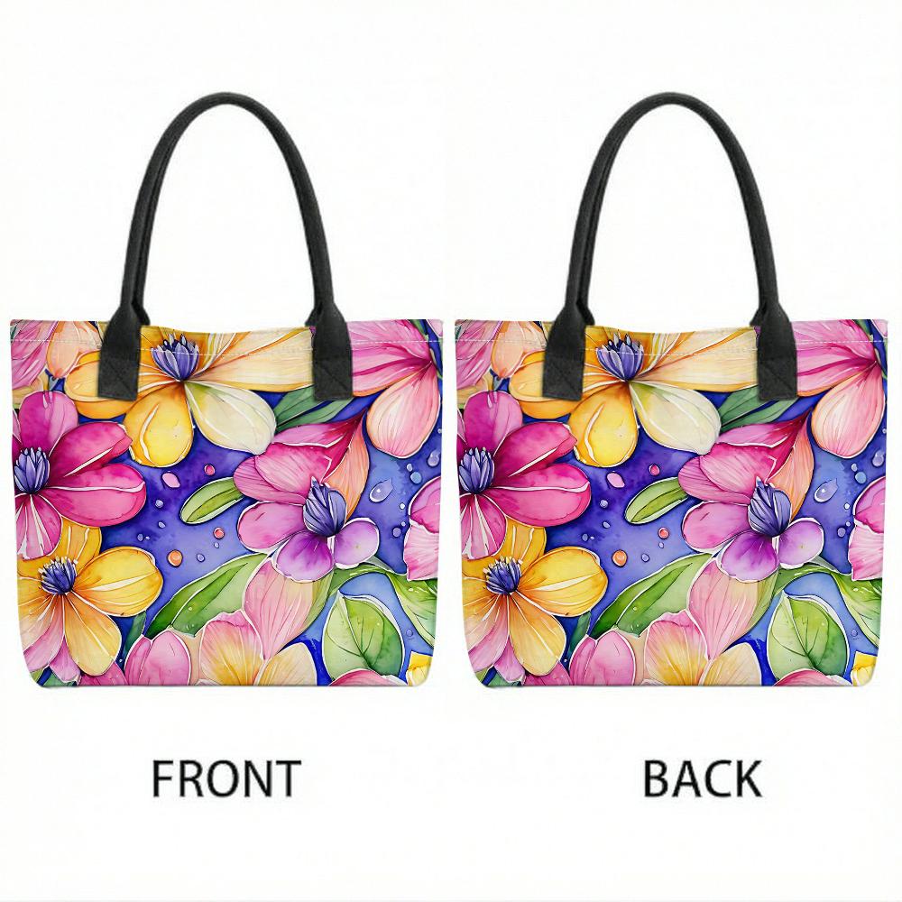 Floral Printed Large Capacity Tote Bag Casual Daily Shoulder Handbag