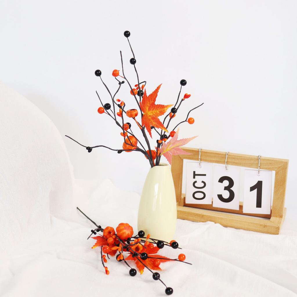Halloweenpumpa Lönnlöv Pergola Trådstång Svart Orange Bär Pumpagren Thanksgiving Dekoration För Heminredning Högtid