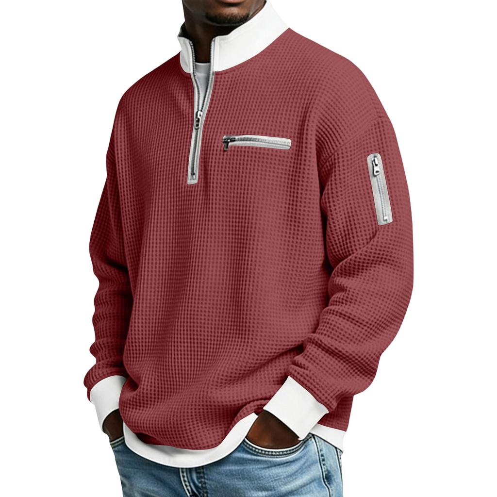 Men Half Zip Casual Mockneck Loose Sweatshirts Long Sleeve Spring Quick Dry Tees Hiking Sports Tops