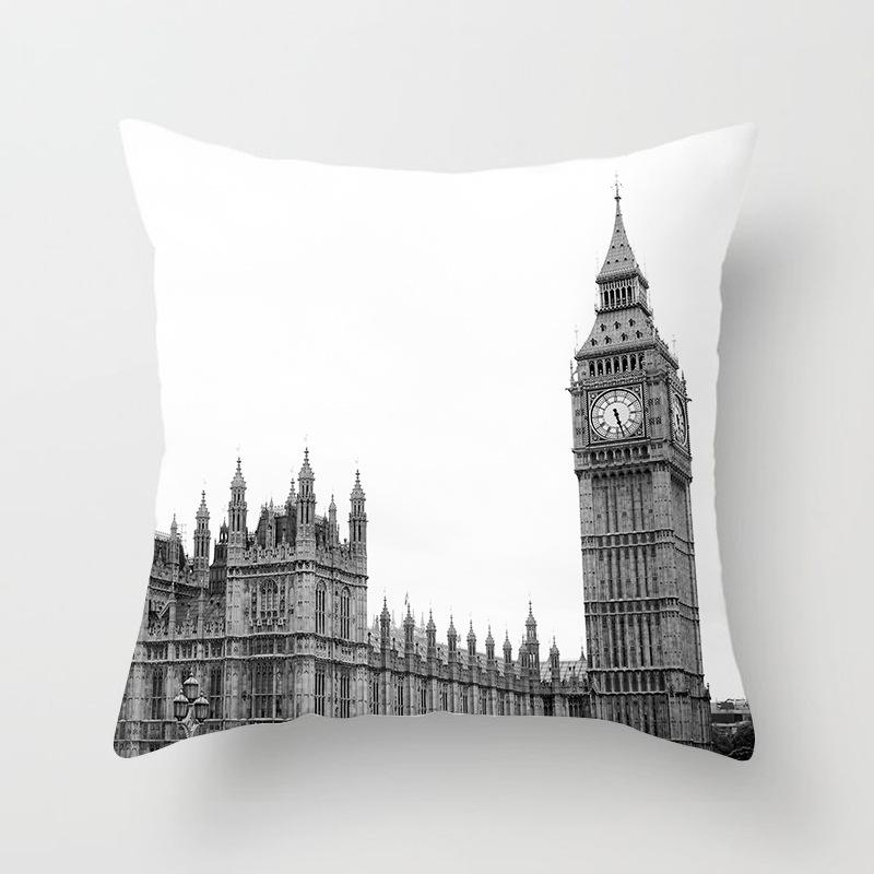 Modern Simple Landscape Car Print Sofa Pillow Cushion Cover Home Soft Furnishings