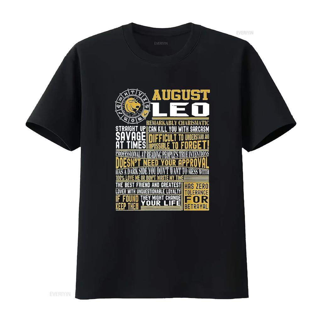 Best born in August Leo zodiac sign T Shirt for m Cute Womens Tops Summer Fashionable and Comfortable vintage Washed fashion