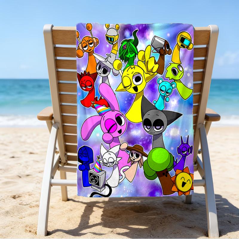 Proof Beach Towel with a Sprunki1 Pattern - Soft,absorbent,quick-drying,machine Washable - Perfect for Swimming,camping,bathing