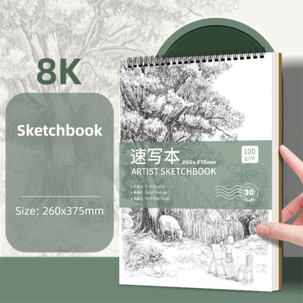 

Потовщений Товстий Папір для Малювання 30 Аркушів Ескізник для Художника A4 8K 16K Скетчбук на Спіралі Живопис Олією 8K-Vertical