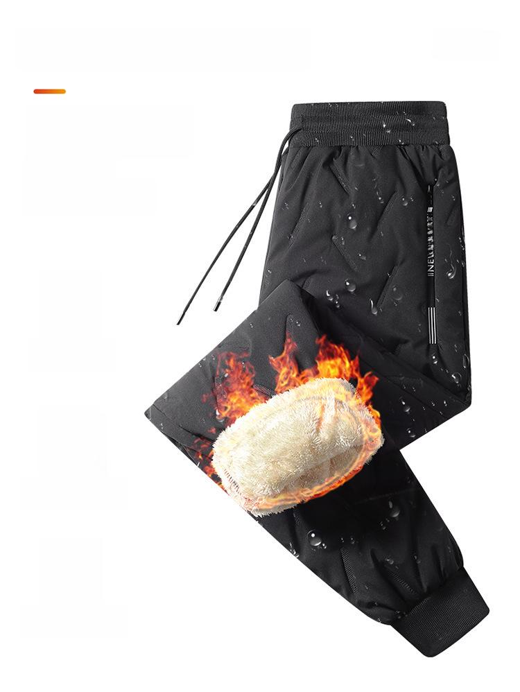 Herren Übergröße Winter Lammfell Baumwollhose - Warm, Locker, Gerade Freizeithose