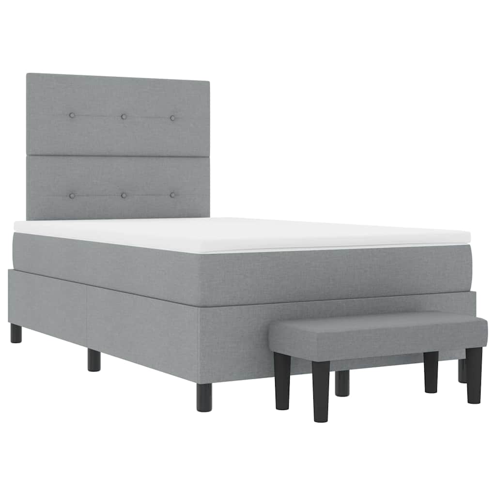 Box Spring Bed with Headboard Light Gray 120 x 190 cm Fabric