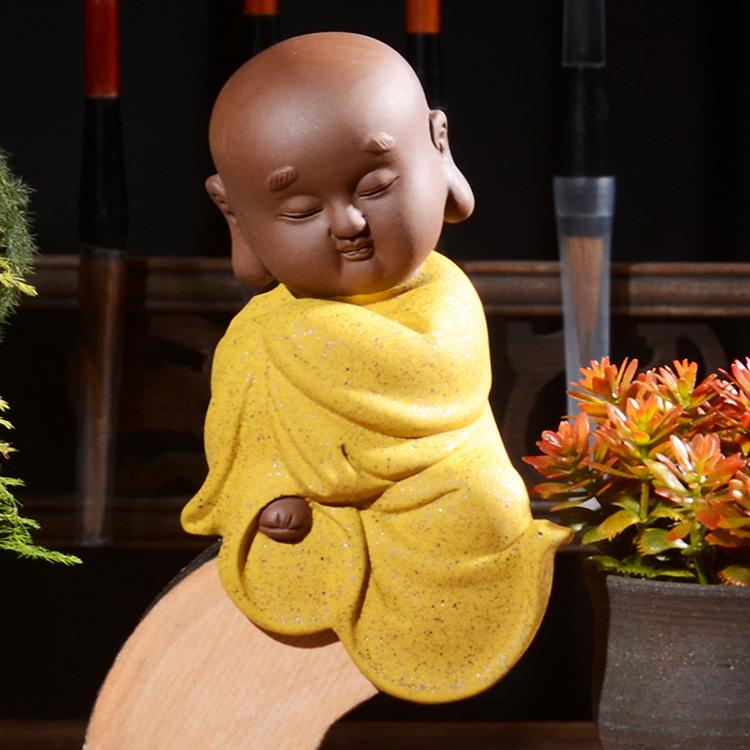 Zen Novice Monk Zisha Ceramic Figurine - Creative Home Tea Pet Ornament