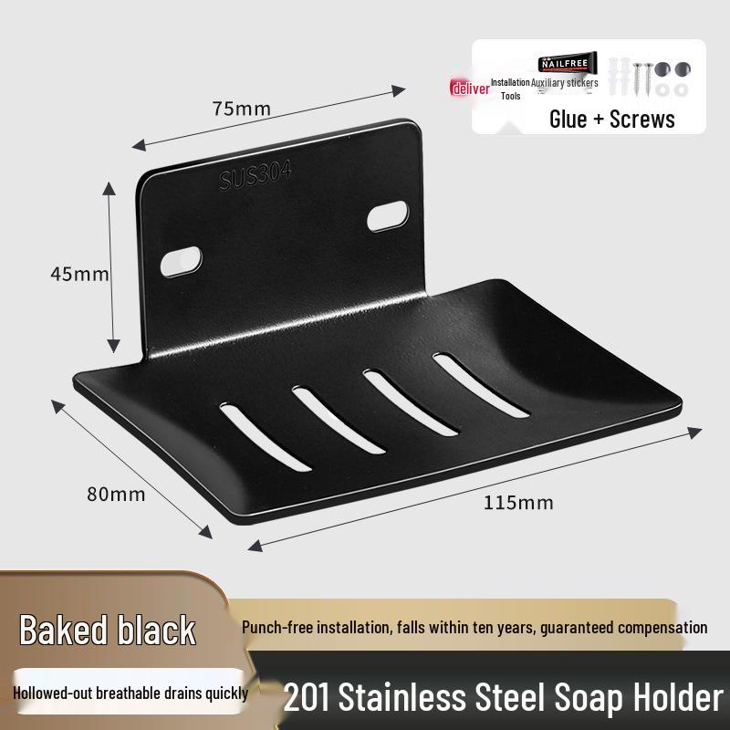 Stainless Steel Wall-Mounted Soap Holder with Drainage