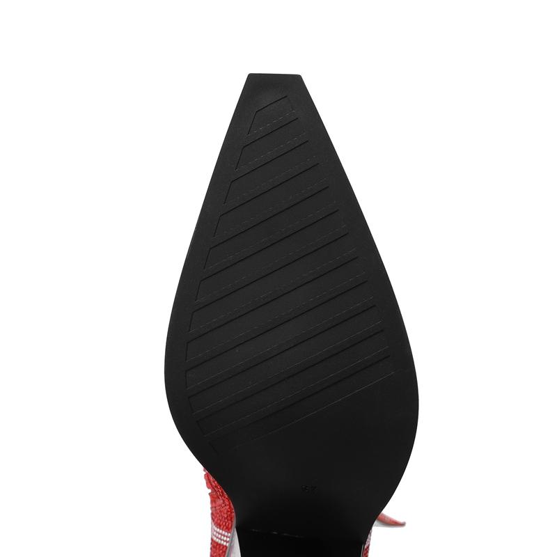 Fashion Kaky's New Pointed Flame Rhinestone Oversized High Heeled Women's Boots, High Tube Boots, Fashion Boots