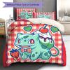 Bulbasaur Pattern Bedding Quilt Set Quilt Cover Pillowcase Home Decoration Birthday Gift (1 * duvet cover + 2 * pillowcase, without core)