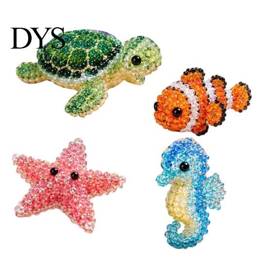 3D Beaded Animal Kit Tiny DIY Kit, Cute Mini Sea Life Beads Embroidery Relaxing Craft Activity Handmade Bead Art Making Set for Adults, Lovers Project