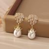 Elegant Pearl and Sparkling Cubic Zirconia Earrings for Women with a Sophisticated Style