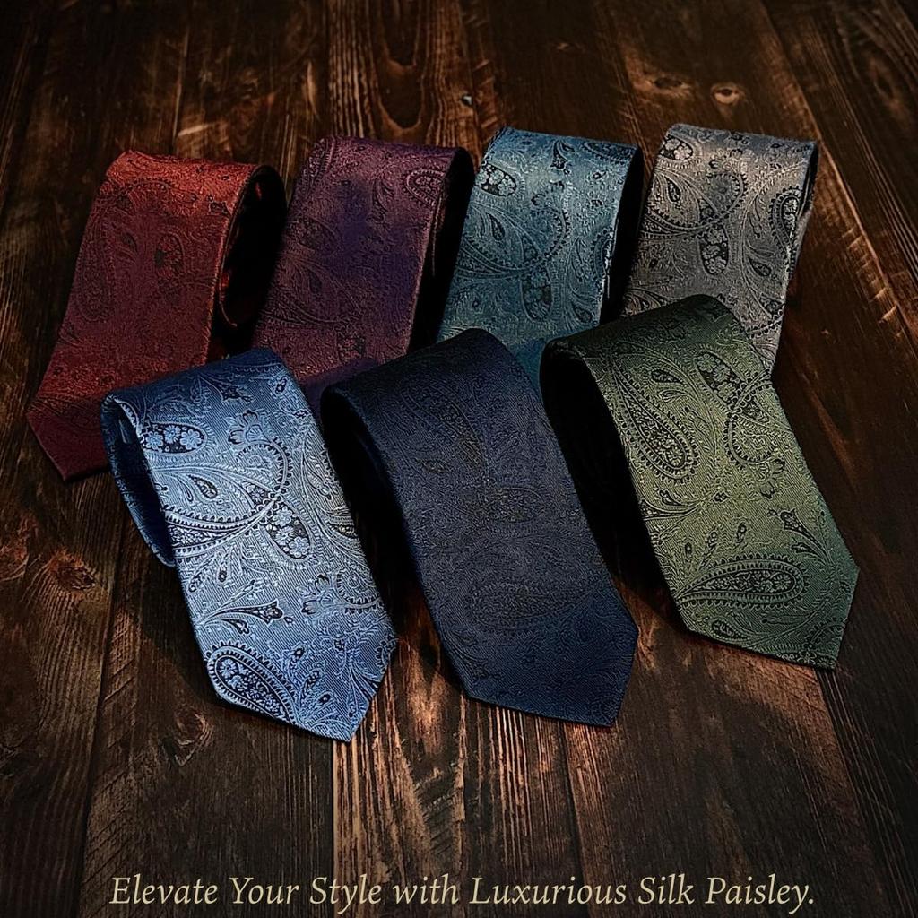 [Milano Alpha] Silk 100% Paisley Necktie, Solid Color, 8cm, Water-Repellent, Men's Business Formal Wedding C Wine