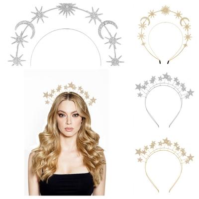 Princess Glory Crown Metal Baroque Hairbands Fairy Star Hair Hoop  Hair Accessories