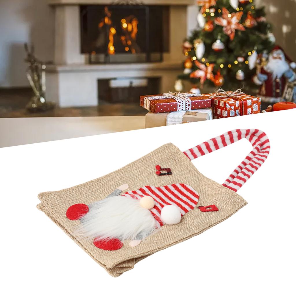 For Holiday Presents Christmas Burlap Tote Children's Tote Bag Christmas Holiday Season Latest Model Manual Measurement