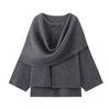 European and American style, French style, women's clothing, fashionable versatile scarf medium and long knitted woolen coat