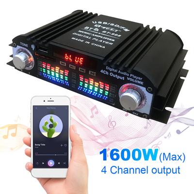 1600W Peak Power HiFi Sound Amplifier FM Radio USB Bluetooth-Compatible Karaoke Player Remote Control 4 Channel HiFi Stereo AMP