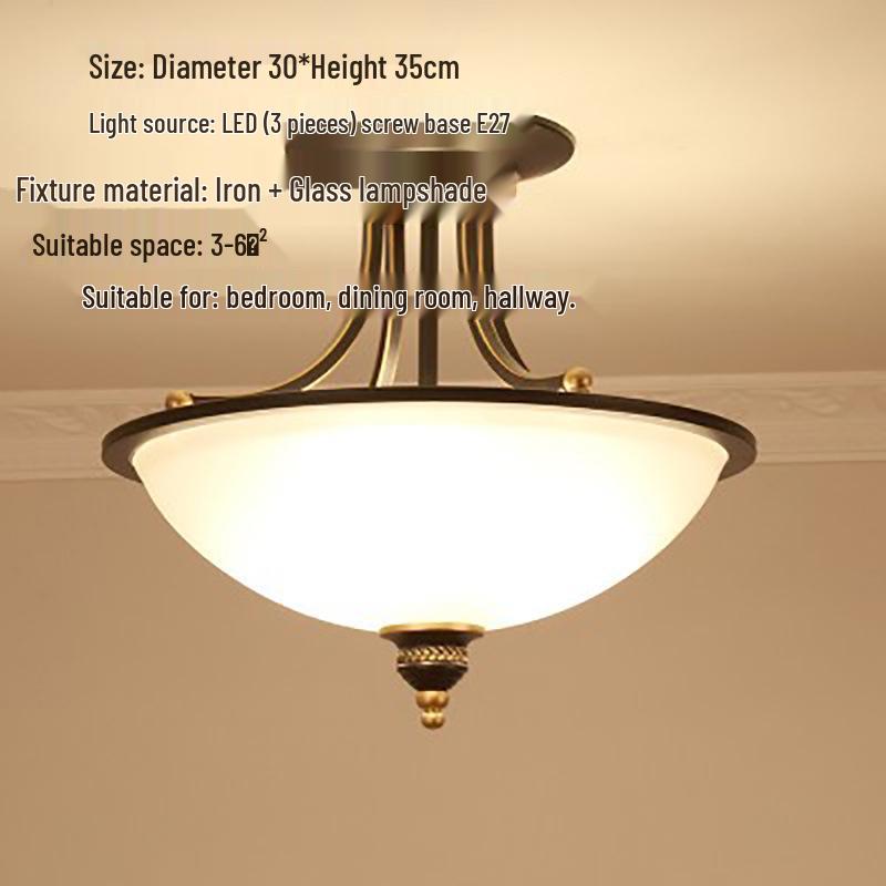 American Retro Semi-Flush Mount Chandelier for Modern Living Spaces - Bedroom, Dining Room, Balcony, Hallway, and Foyer Lighting.