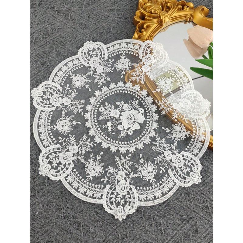 

1pc Vintage Crochet Lace Tablecloth, Floral Pattern - Perfect As Heat Resistant, Air Fryer Dust Cover, And Home Decor Lace Tablecloth White 1pc разноцветный