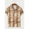 Men's New Ethnic Style Character Natural Printed Linen Casual Shirt Hawaiian Outdoor Activity Short-sleeved Clothing for Men