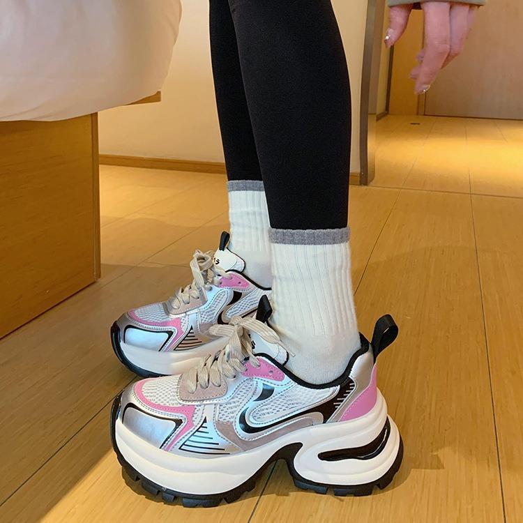 Plateau Dad Schuhe Damen 2025 Frühling und Sommer neu Retro Fried Street Erhöhend Silber Zhao Ruth gleiche lässige Sportschuhe