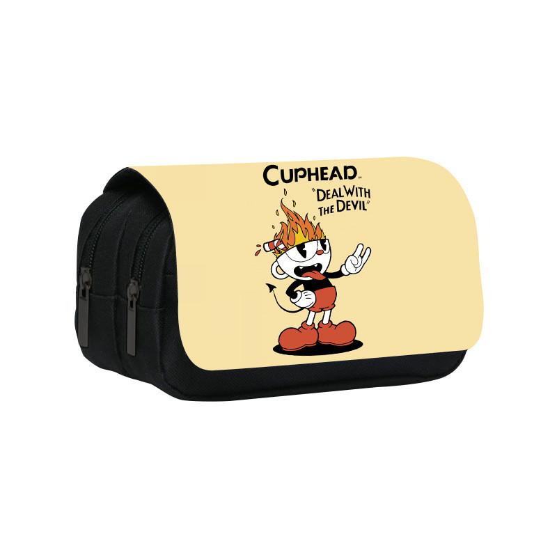 Cuphead Themed Travel Pencil Bag With Durable Polyester Material For Teens And Kids