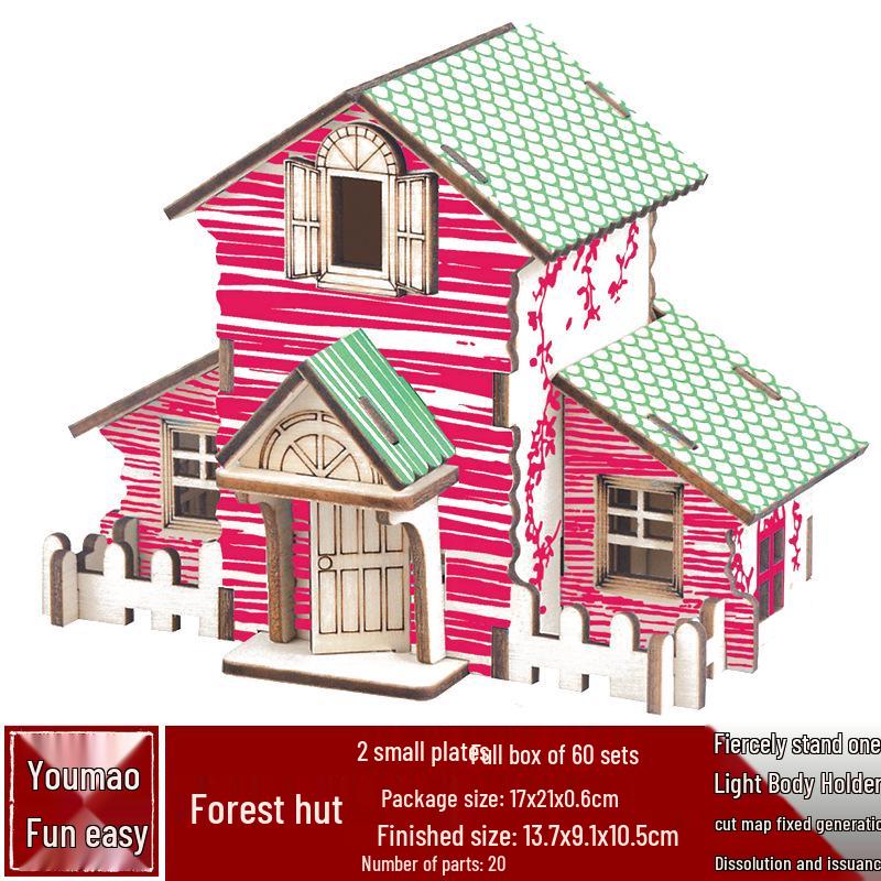 DIY 3D Wooden Building Puzzle - Children's Educational Assembly Toy