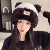Women's 2025 Teddy Bear Plush Knitted Beanie - Cute, Warm Winter Hat for Outdoors