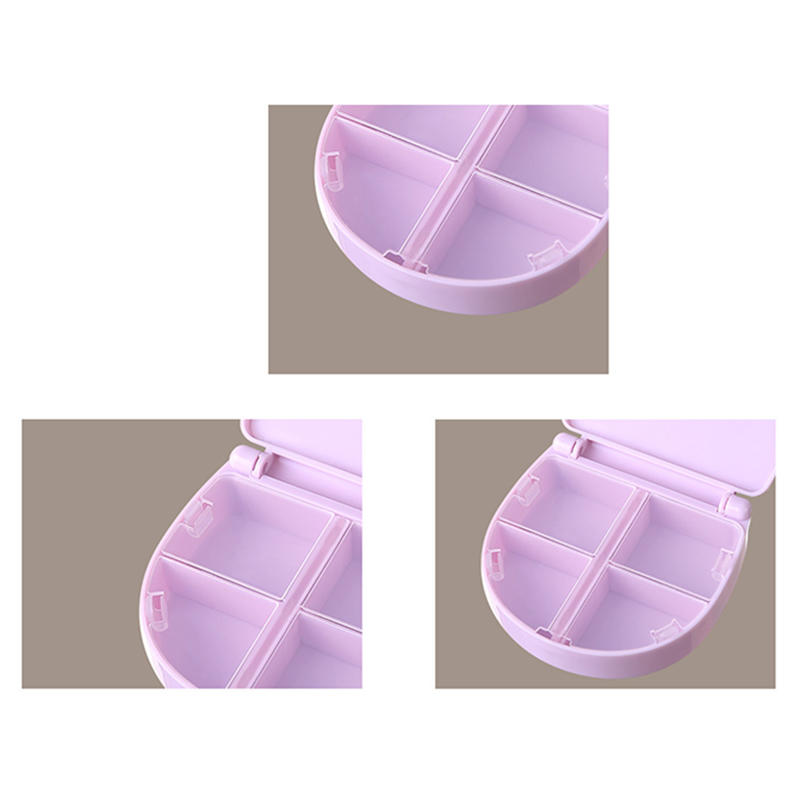 Portable Mini 4-Panel Small Medicine Box For Travel Suitable For Pills Supplements Portable Storage Box 4-Panel Multi-Color Fashionable Medicine Box