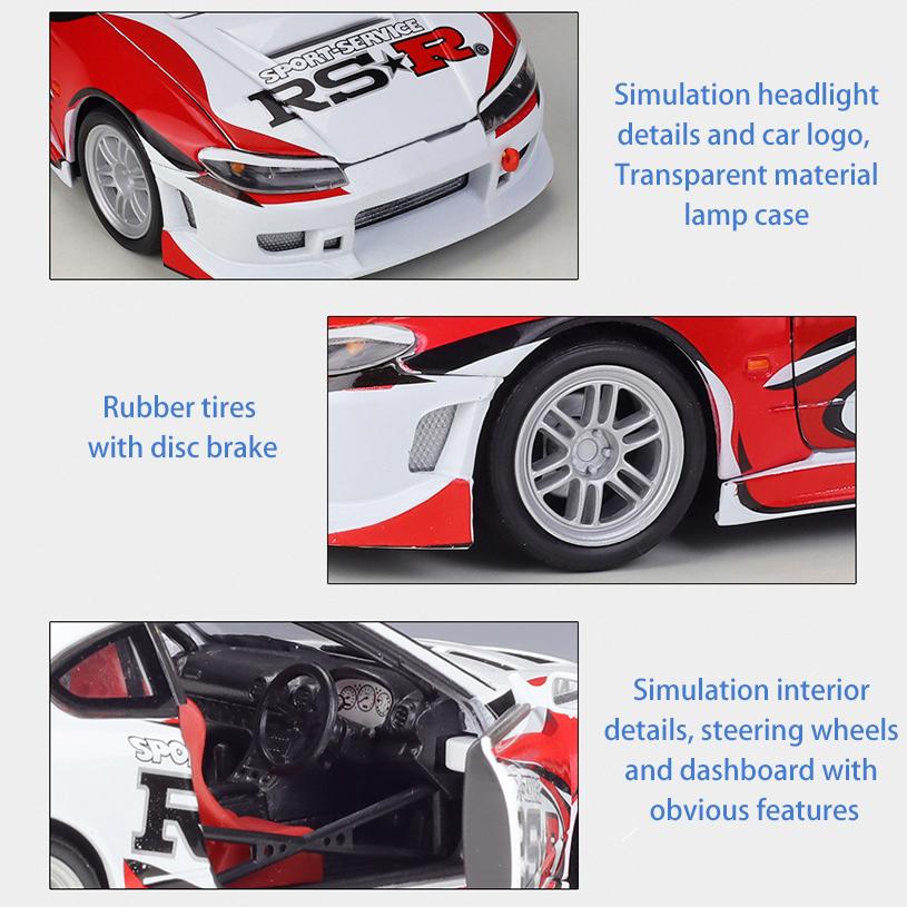 Welly Nissan Silvia im Maßstab 1:24(S15) RS-R Legierung Auto Modell Druckguss Metall Spielzeug Fahrzeuge Auto Modell Hohe Simulation Sammlung Kinder Geschenke