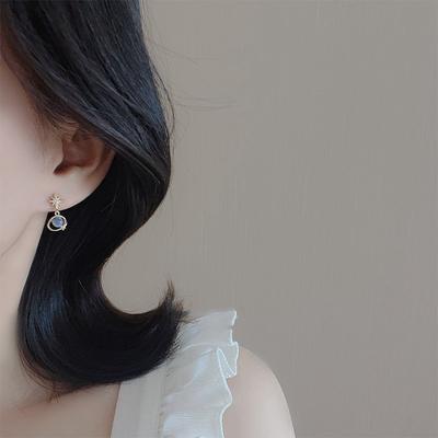 Cosmic Star River Earrings Blue Opal Niche Unique Planet Earrings Ear Studs Women Versatile Ear Jewelry